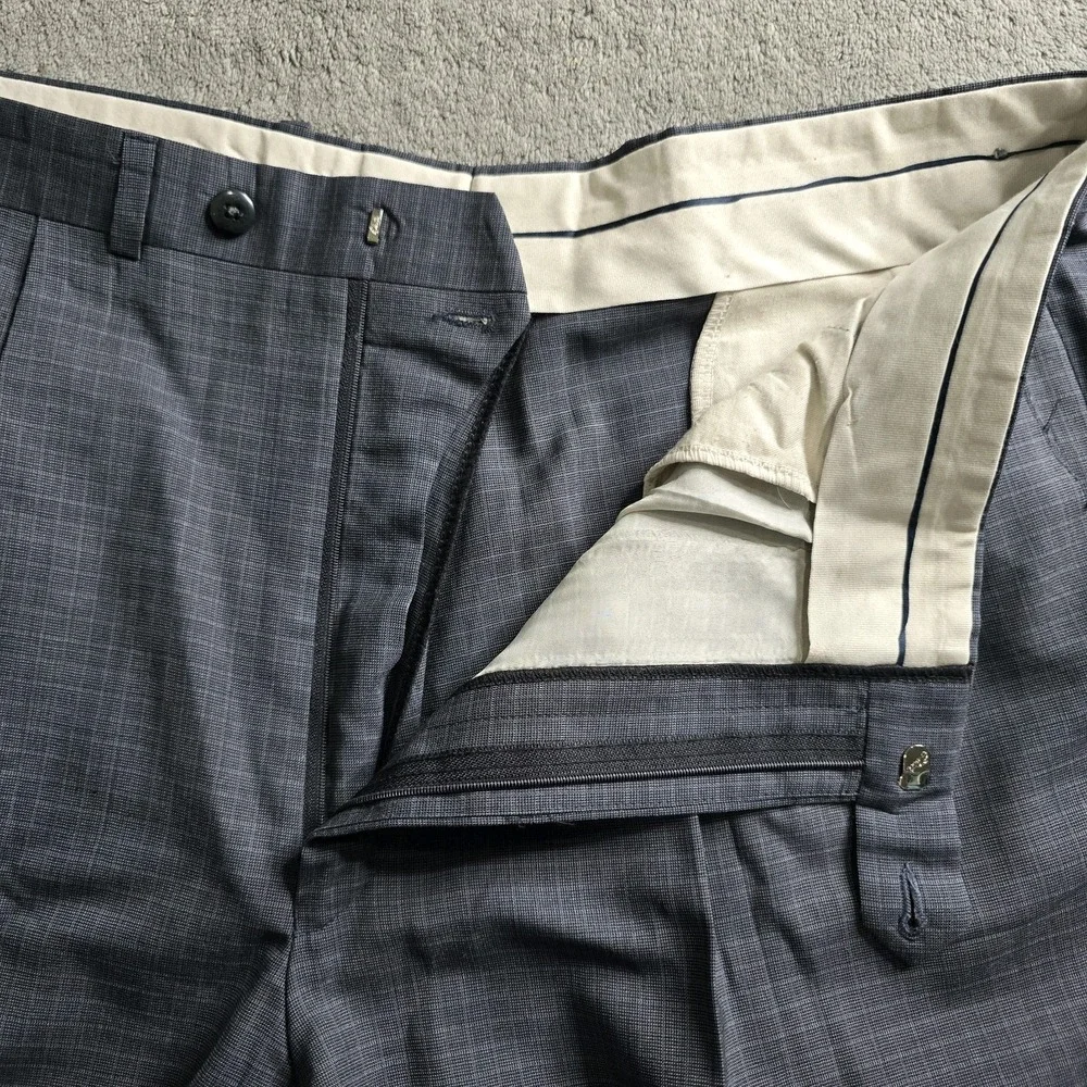 Polo University By Ralph Lauren Wool Pants Mens 38x31 (39) Gray Striped Pleated